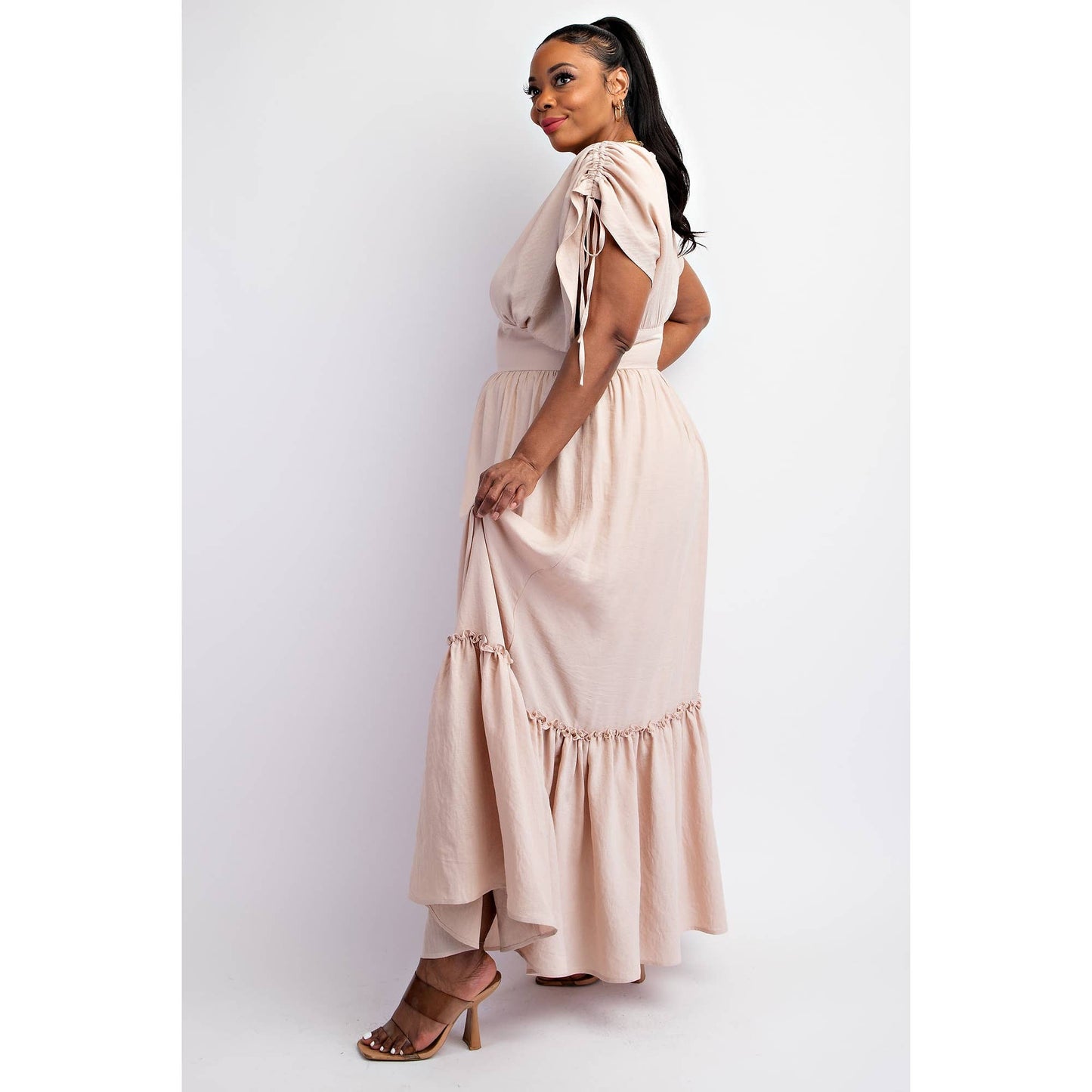 Plus Size Curve Embrace Woven Tiered Maxi Dress