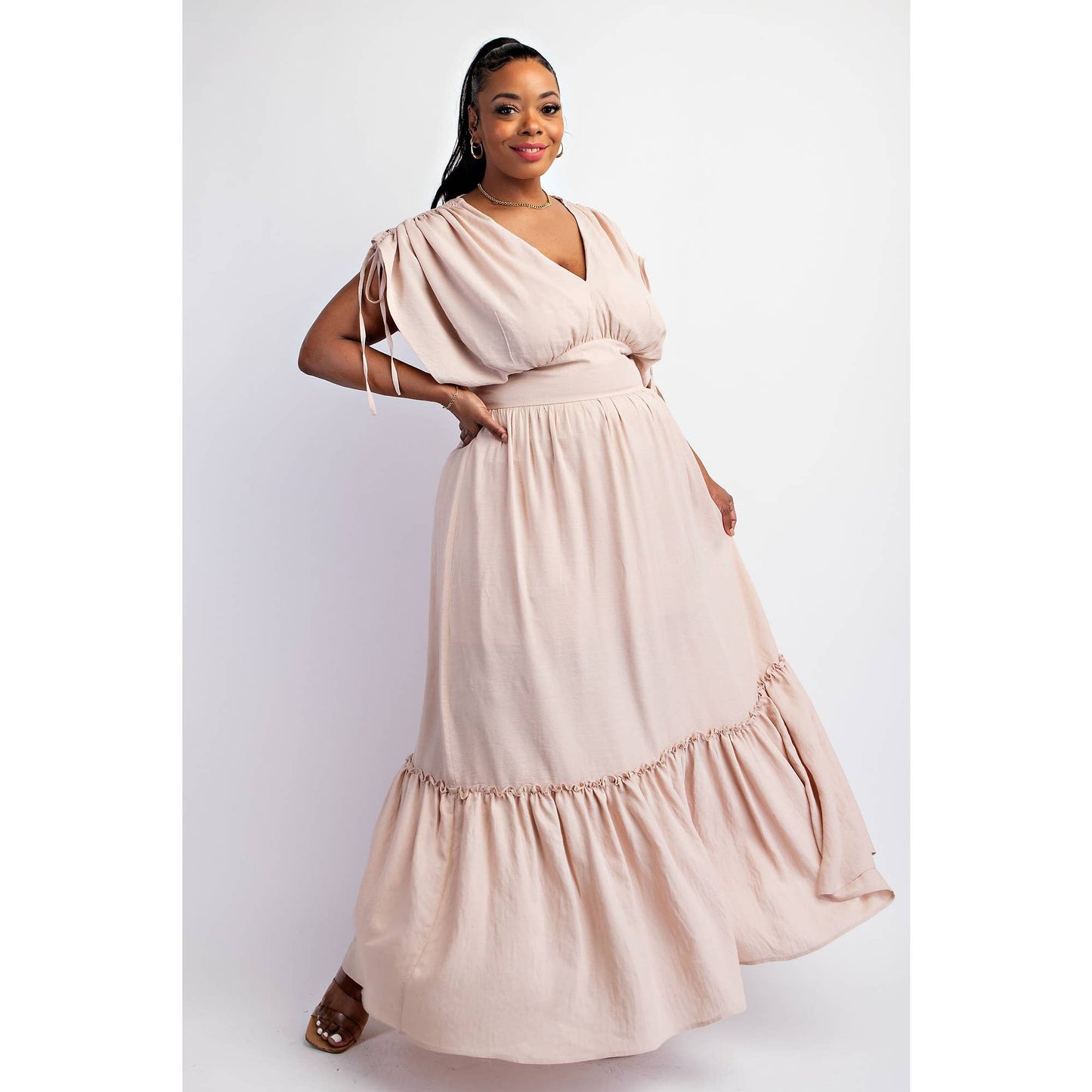 Plus Size Curve Embrace Woven Tiered Maxi Dress