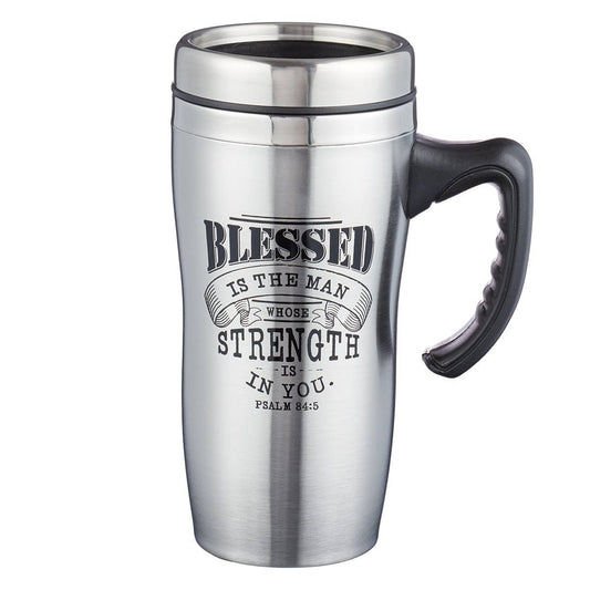 Blessed is the Man Stainless Steel Travel Mug With Handle -