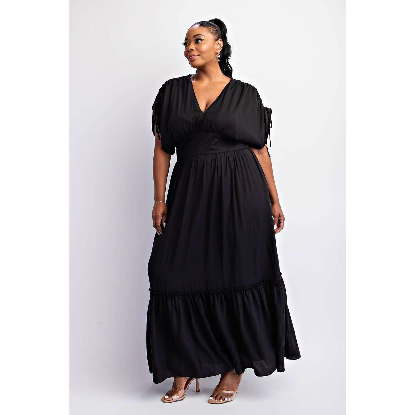 Plus Size Curve Embrace Woven Tiered Maxi Dress