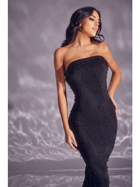 Rhinestone and Pearl Fitted Dress