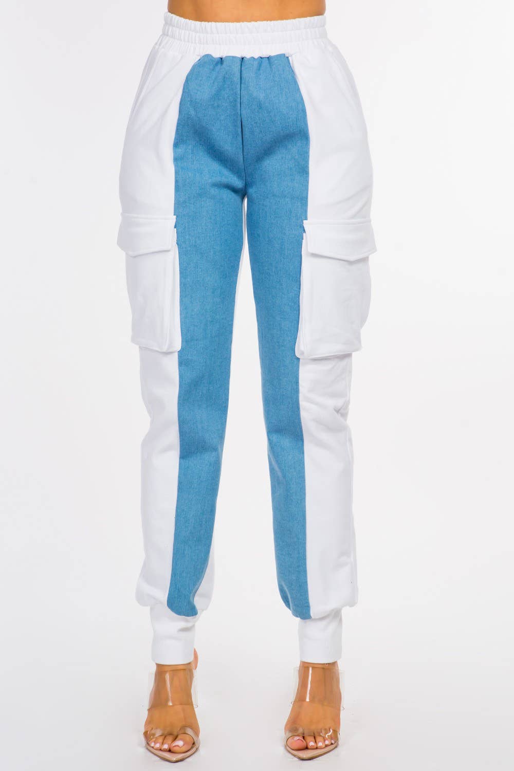 Denim Contrast Jogger Pants