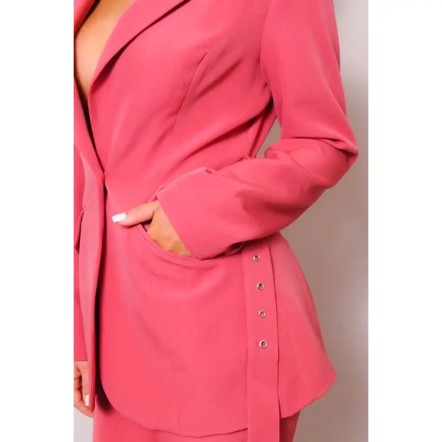 Celine Belted Jacket Suit Set