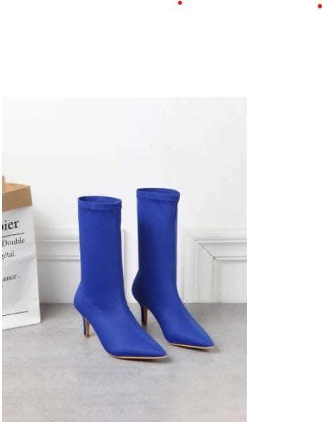 Classic Point-Toe Blue Boots