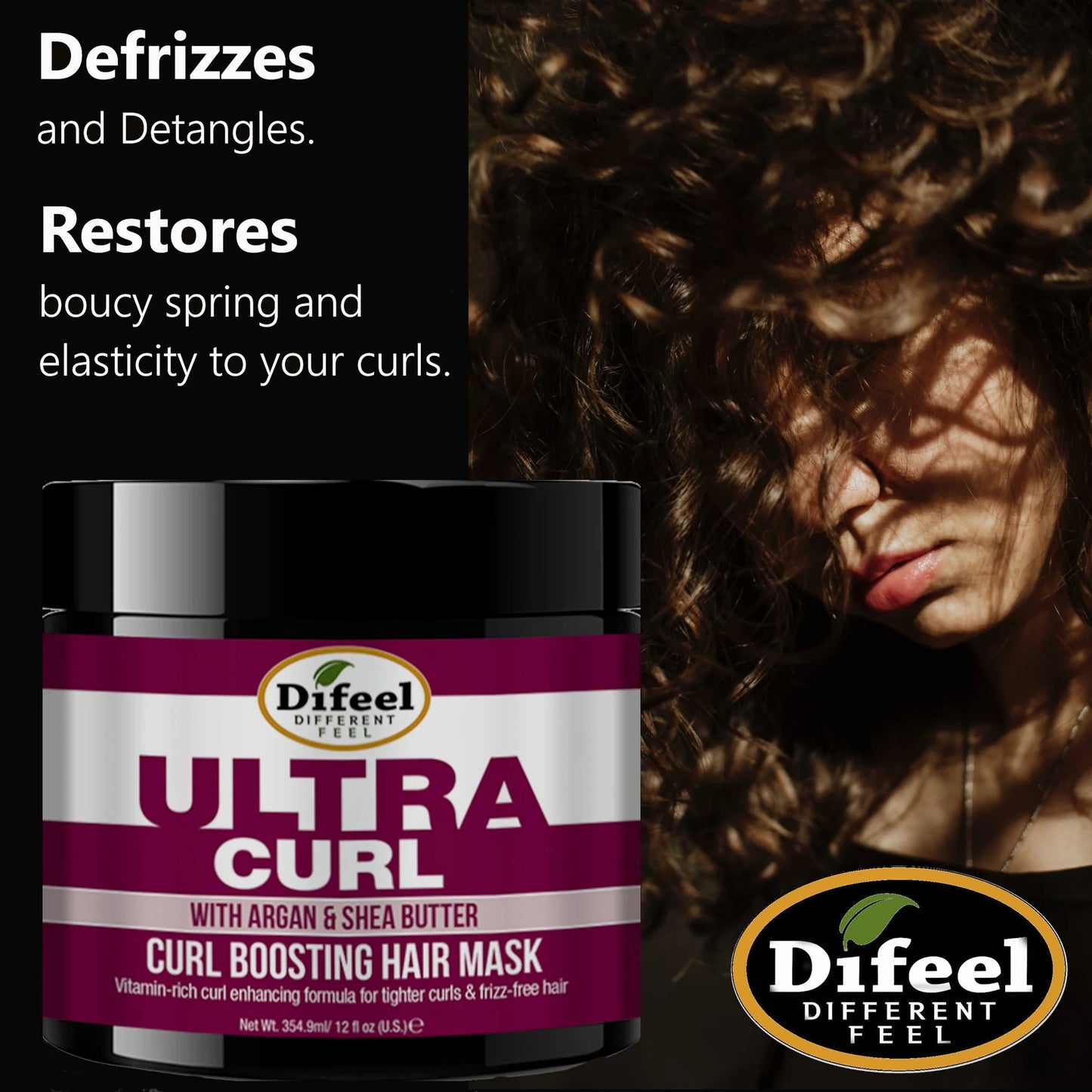 Difeel Ultra Curl Boosting w/ Argan & Shea Hair Mask 12 oz.