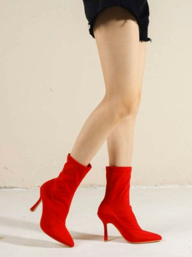 Red calf sale high boots