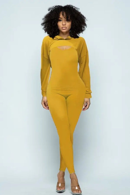 Two Piece Jumpsuit Set, Yellow